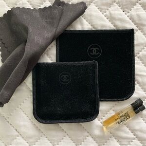 CHANEL cleansing cloth, pouches & perfume samples